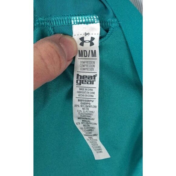 UNDER ARMOUR Turquoise Blue Activewear Athletic Heat Gear Sports Bra Size Medium - Picture 3 of 3